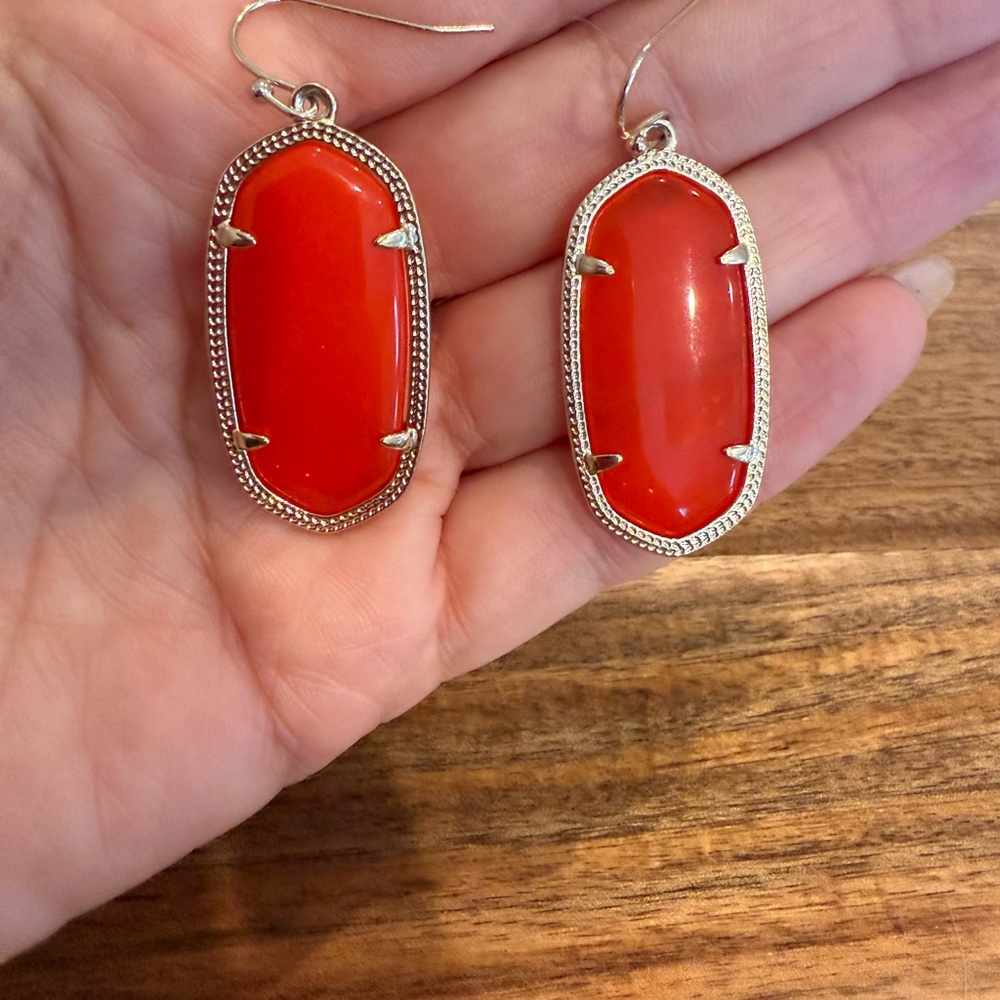 Elegant Orangey Red Earrings